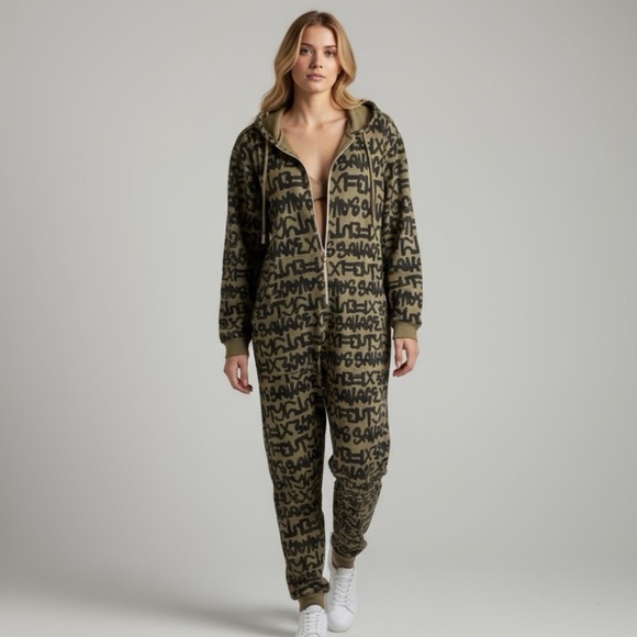 SAVAGE X FENTY Green Forever Graphic Hoodie Jumpsuit Women’s Size 0-2 Like New - Picture 1 of 15